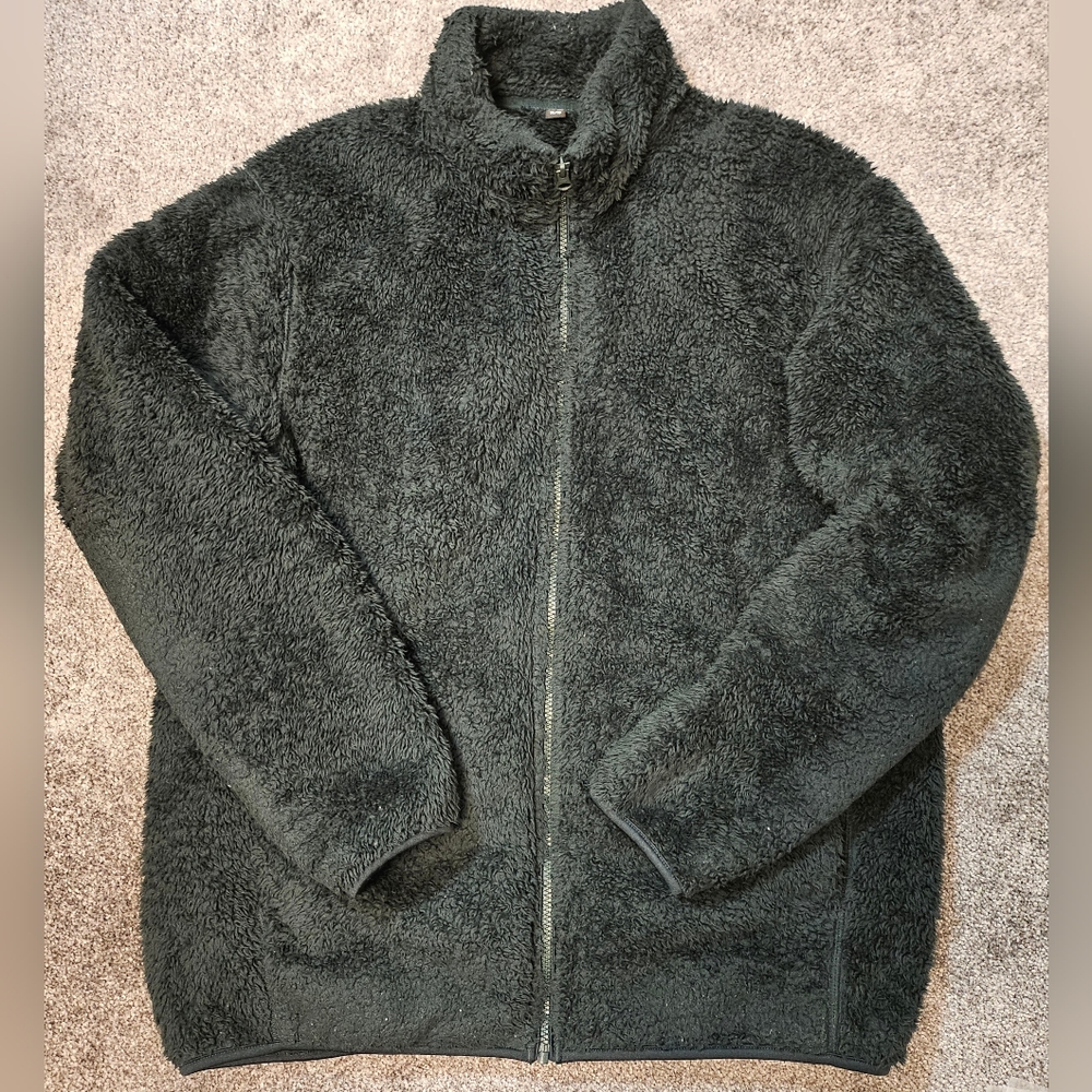 Uniqlo Fluffy Yarn Fleece Full-zip Jacket Men's Xlarge UGC w/o flaws Dark Green